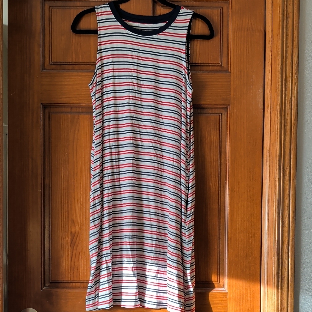 Time and Tru Striped Sleeveless Dress - Red, White, Blue